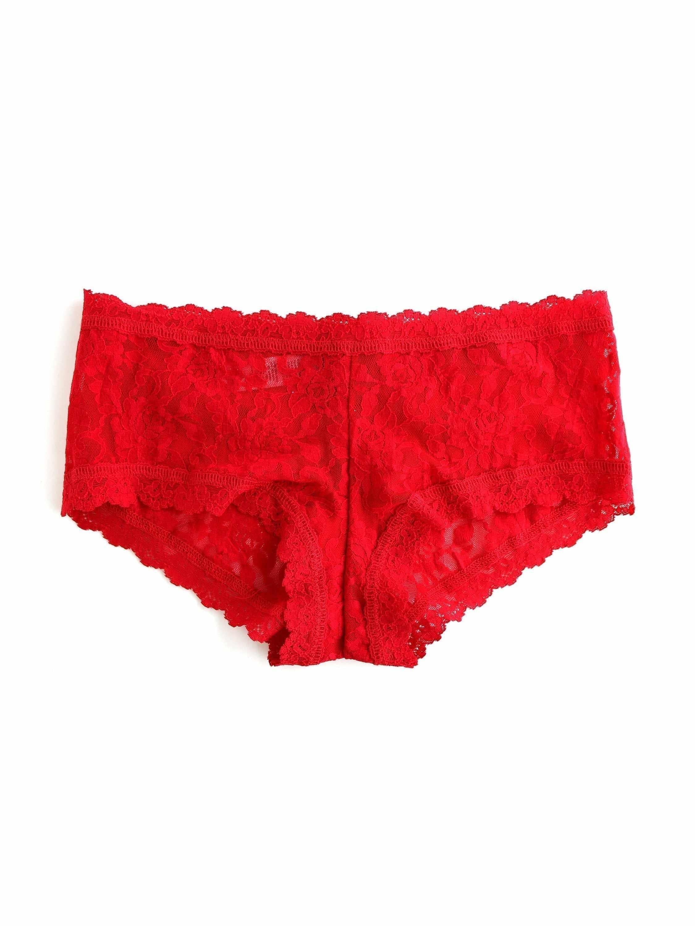 Red Signature Lace® Boyshort - Flat Lay Back View, Red Lace Boyshort Underwear | Hanky Panky