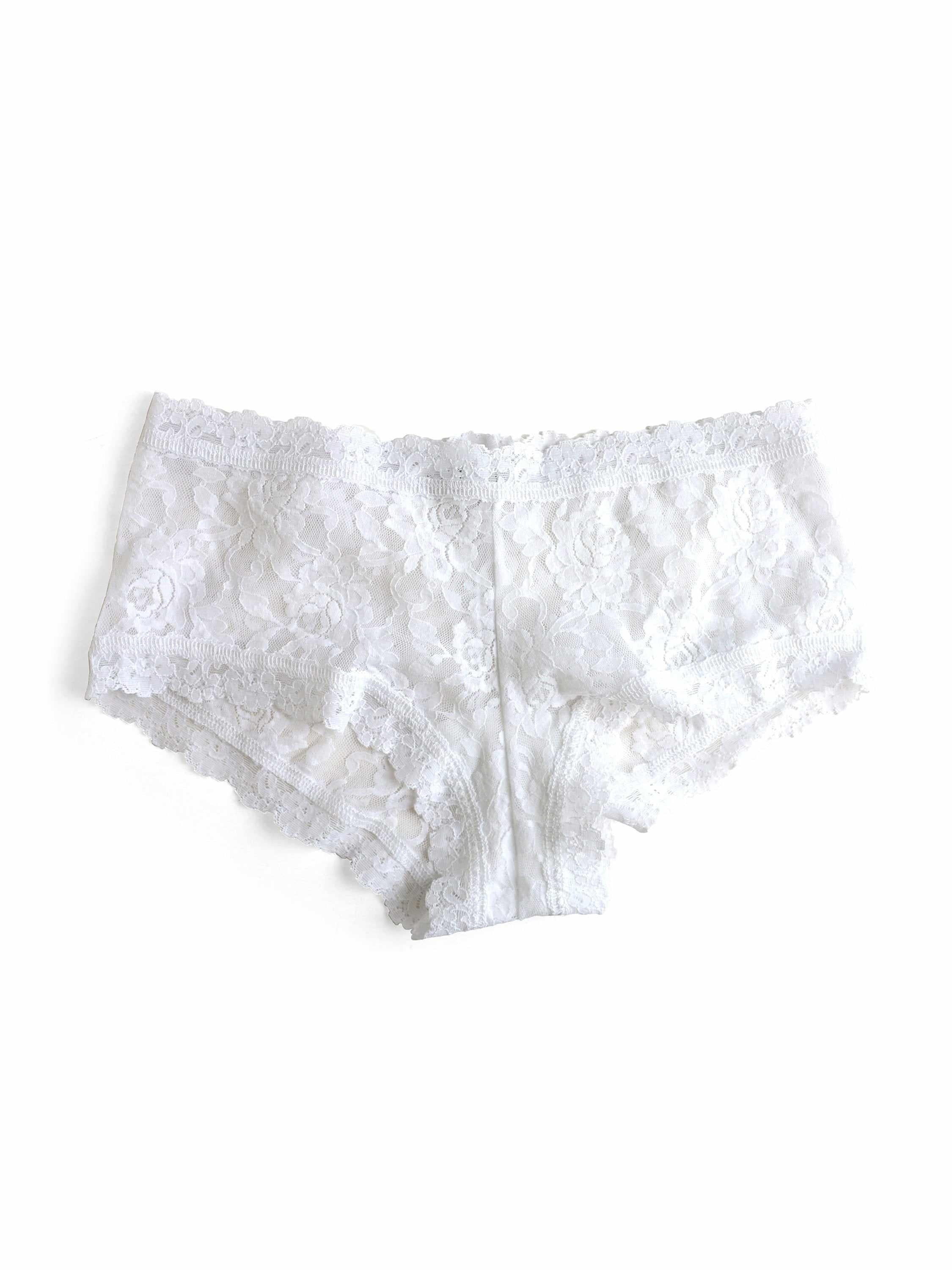 White Signature Lace® Boyshort - Front Flat Lay | Hanky Panky