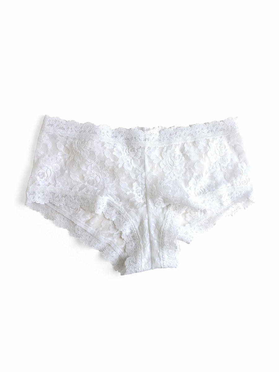 White Signature Lace® Boyshort - Front Flat Lay | Hanky Panky