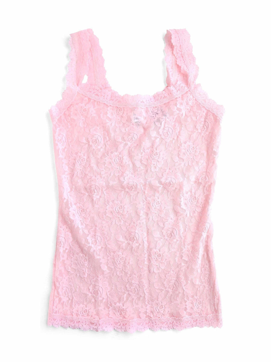 Bliss Pink Signature Lace® Classic Cami - Flat Lay, Floral Lace Detail | Hanky Panky