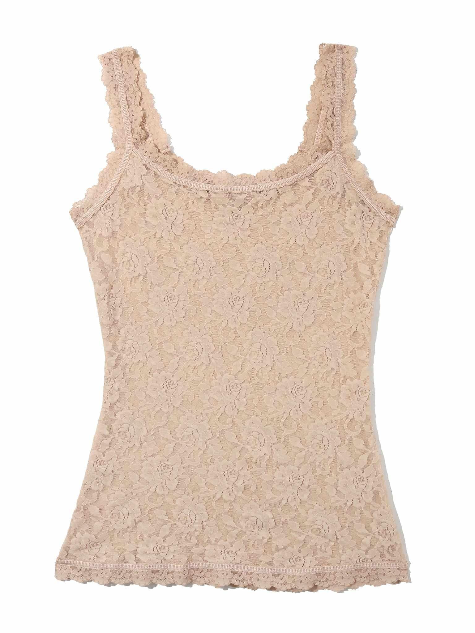 Signature Lace® Classic Cami in Chai - Flat Lay Front View, Beige Lace Camisole | Hanky Panky