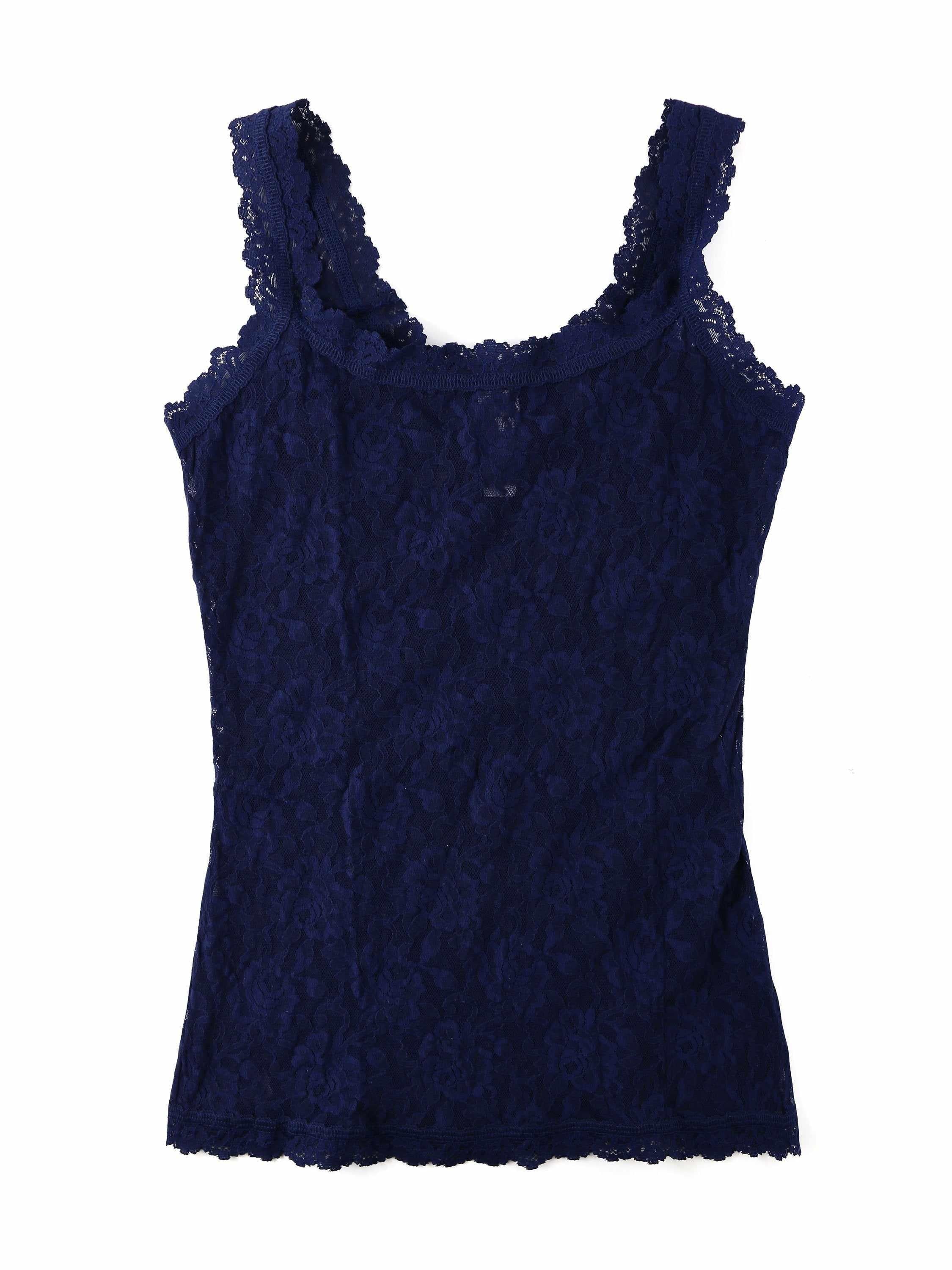 Signature Lace® Classic Cami Navy - Flat Lay Front View, navy blue lace camisole | Hanky Panky