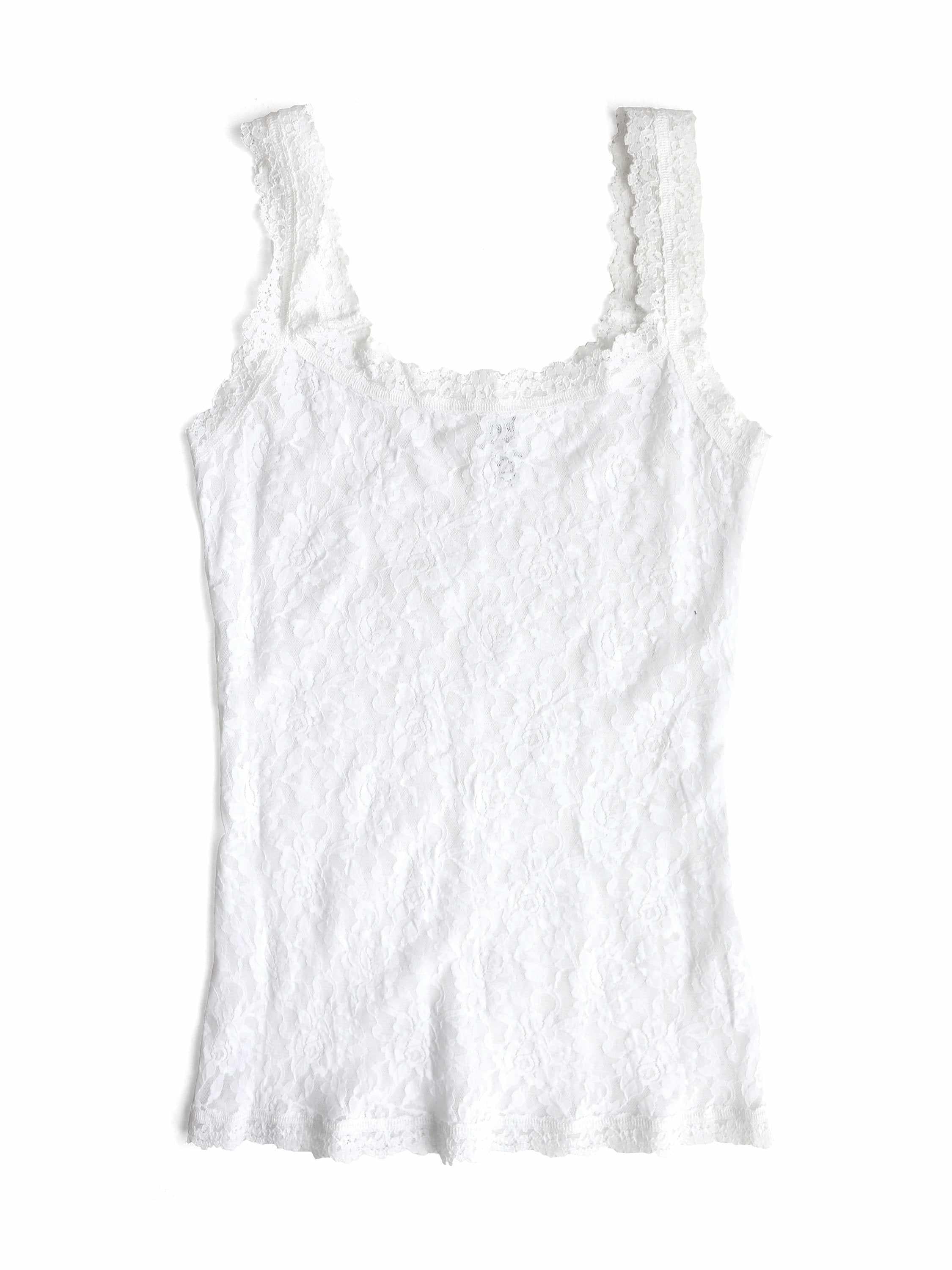 Signature Lace® Classic Cami White - Flat Lay, White Lace Camisole Full Length | Hanky Panky