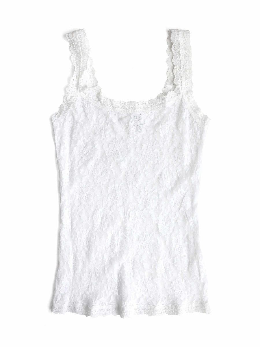 Signature Lace® Classic Cami White - Flat Lay, White Lace Camisole Full Length | Hanky Panky
