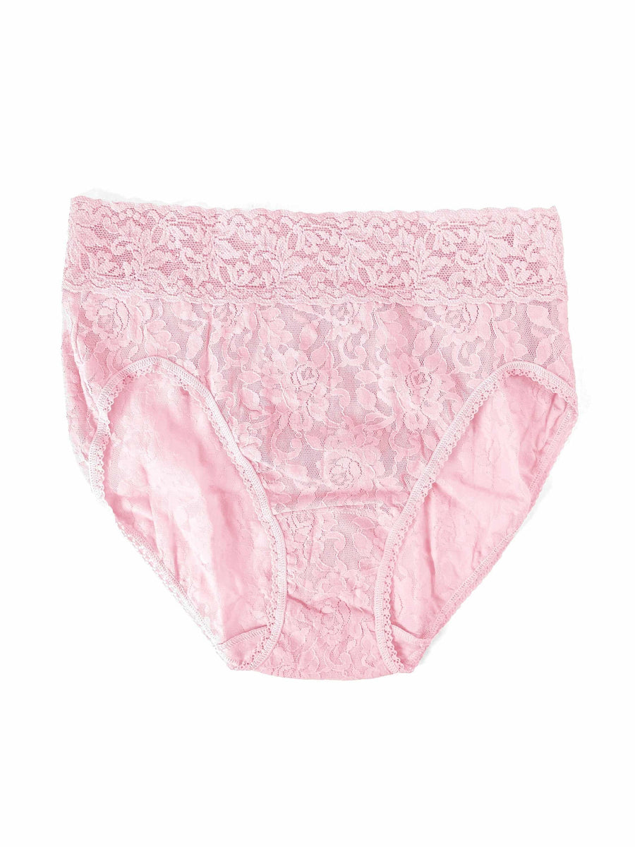 Bliss Pink Signature Lace® French Brief - Flat Lay, Lace Panties Detail | Hanky Panky
