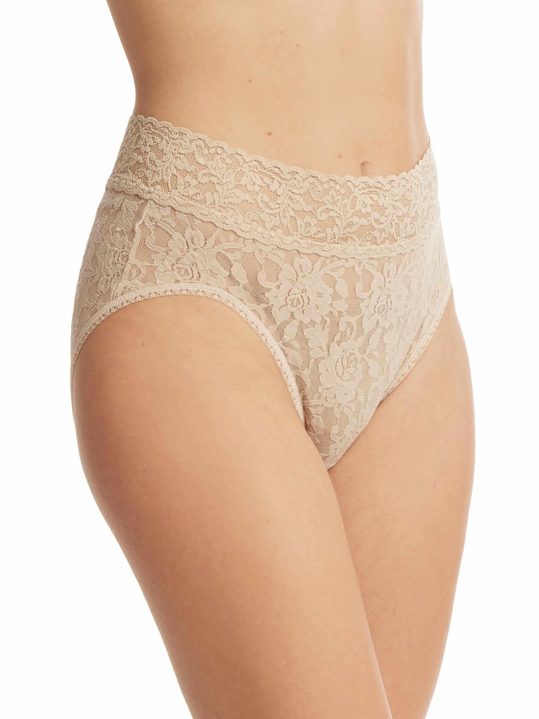 Chai Signature Lace® French Brief - Side View, high-cut leg and floral lace french panties detail | Hanky Panky