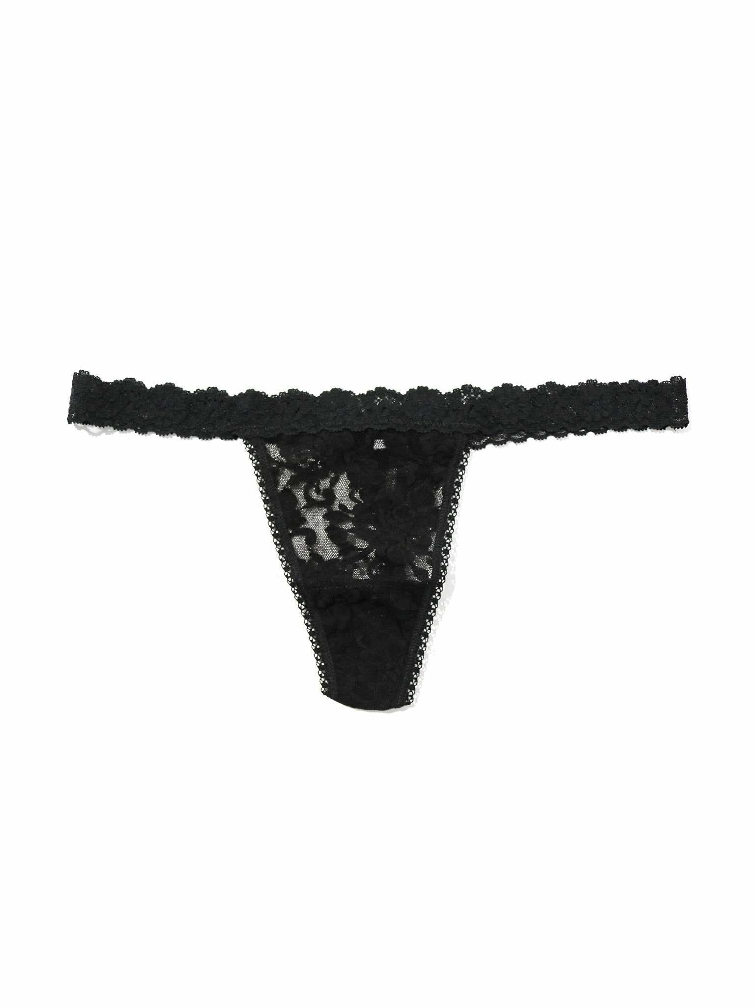 Signature Lace® G-String Black - Flat Lay, Black Lace G-String Panties | Hanky Panky
