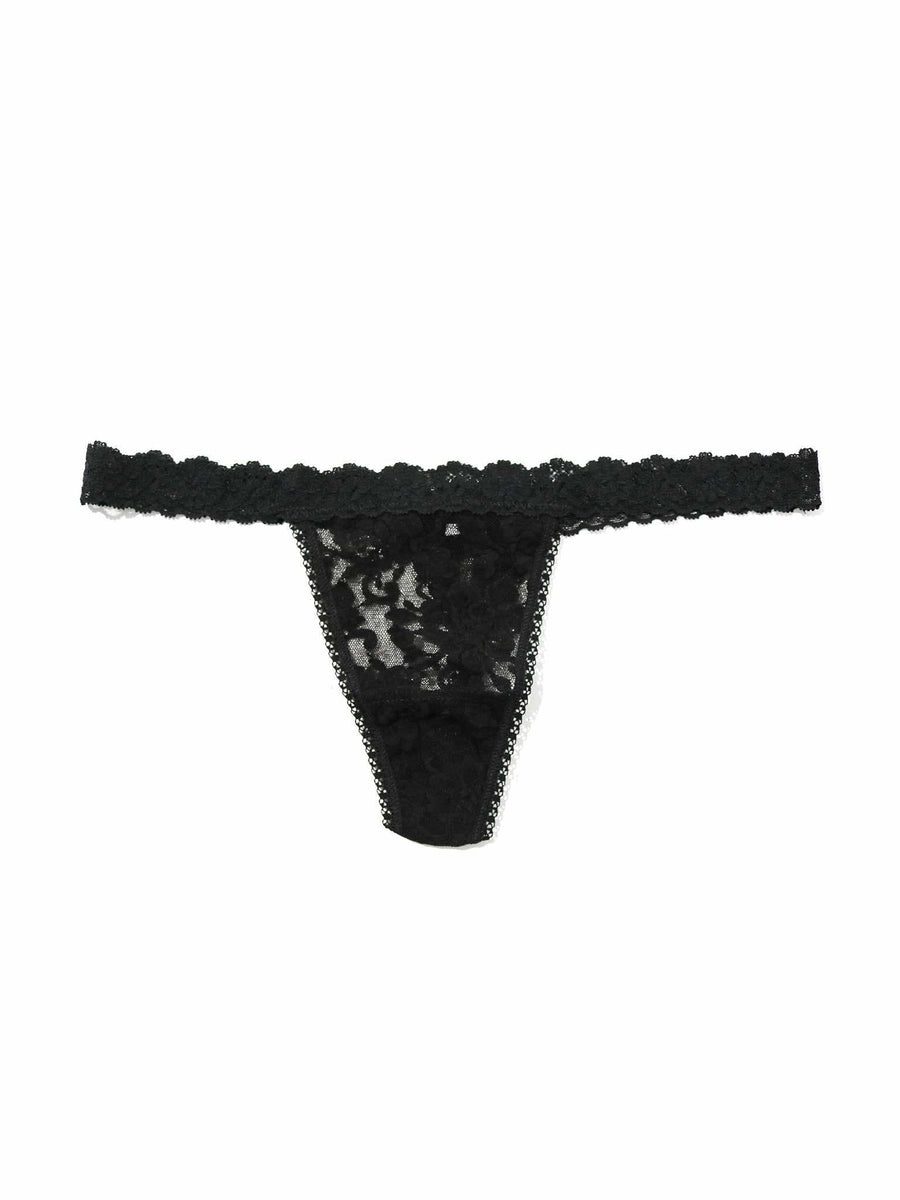 Signature Lace® G-String Black - Flat Lay, Black Lace G-String Panties | Hanky Panky