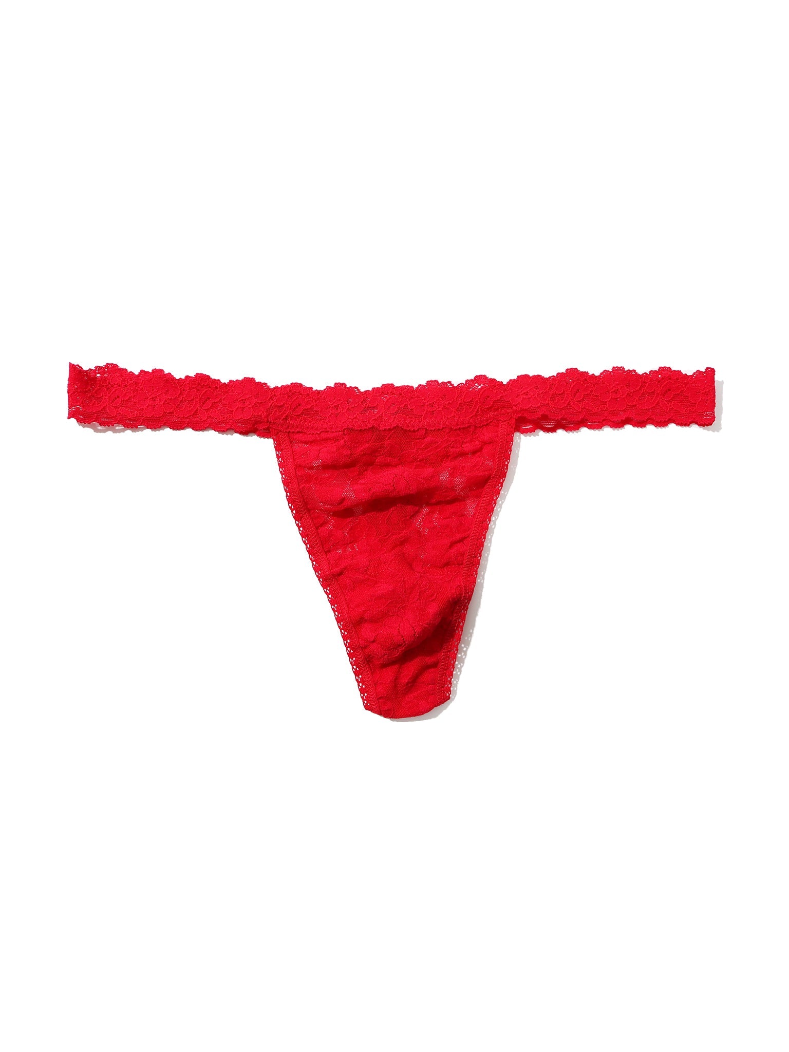 Red Signature Lace® G-String - Flat Lay, Stretchy Red Lace G-String Panty | Hanky Panky