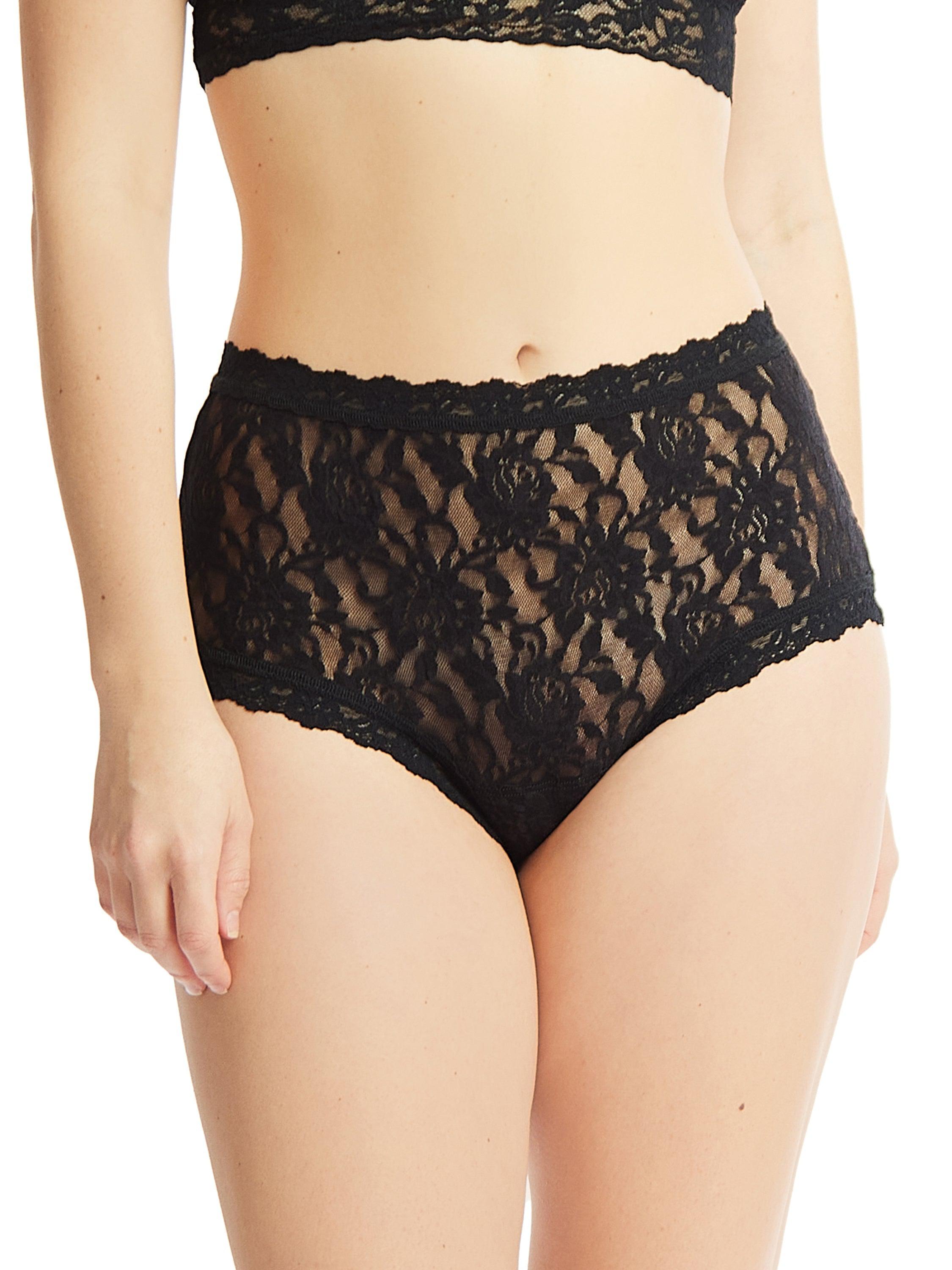 Signature Lace® High Rise Boyshort Black - Front On-Model, High Waisted Black Lace Boyshort | Hanky Panky