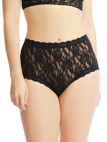 Signature Lace® High Rise Boyshort Black - Front On-Model, High Waisted Black Lace Boyshort | Hanky Panky
