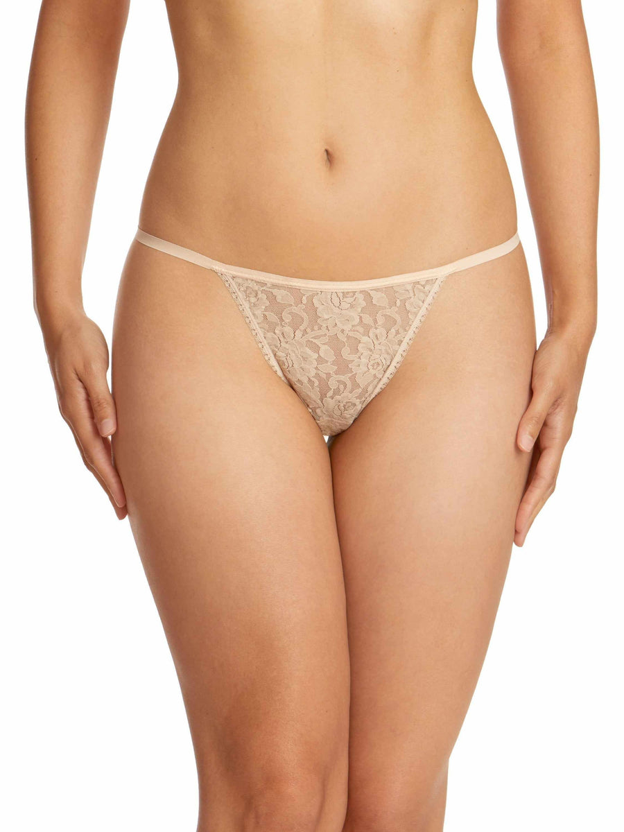 Chai Signature Lace® High Rise G-String - Front View On Model | Hanky Panky
