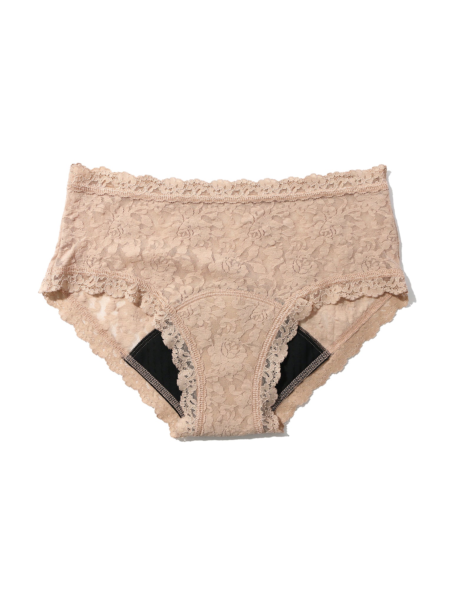 Chai Signature Lace® Leakproof Boyshort Flat Lay - Absorbent Gusset Detail Visible | Hanky Panky