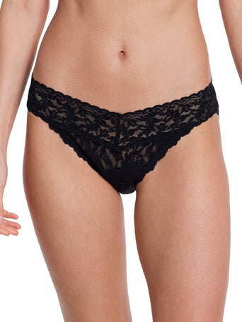 Black Signature Lace® Leakproof V-Kini - Front View On Model | Hanky Panky