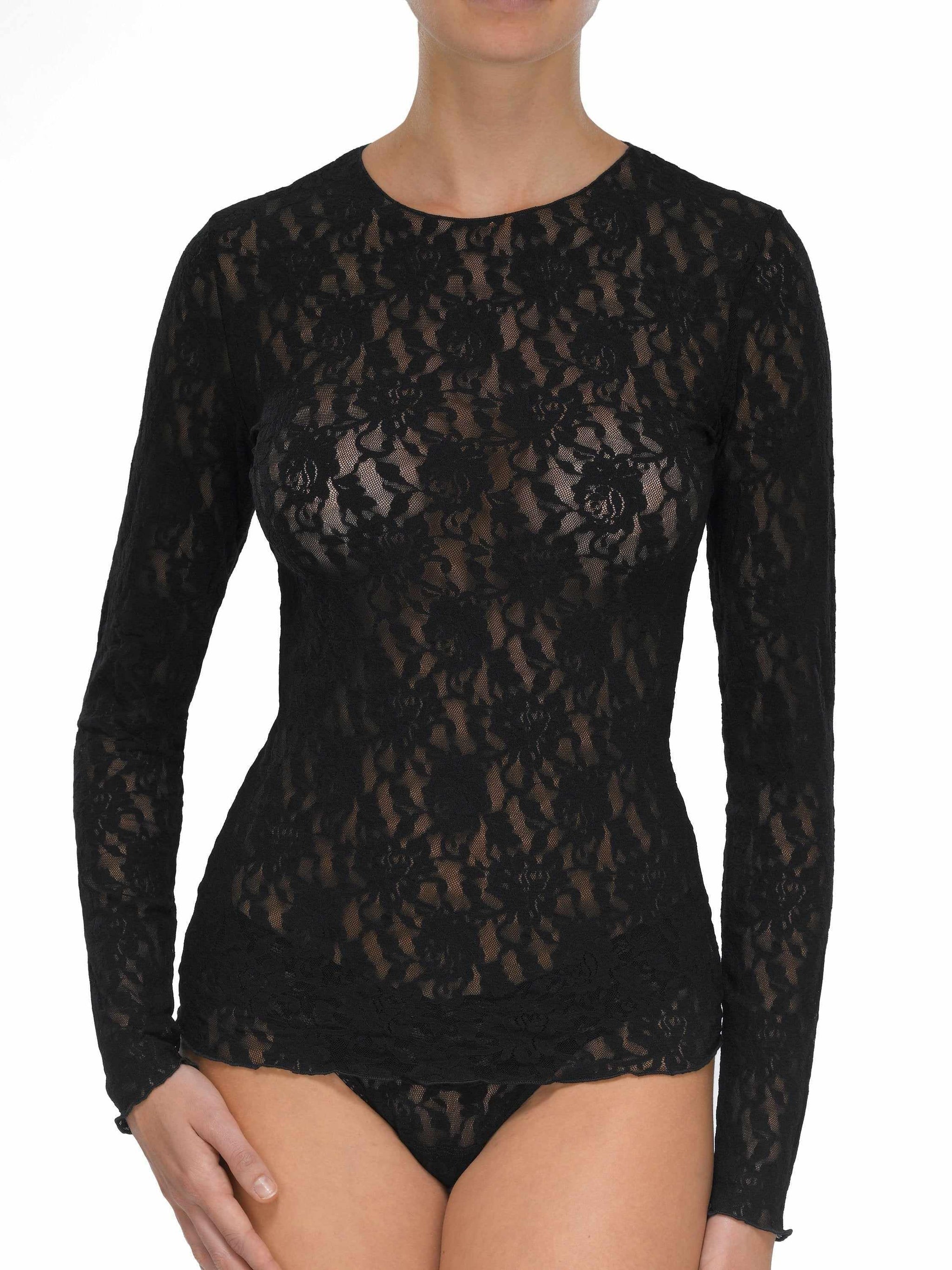 Black Signature Lace Long Sleeve Top
