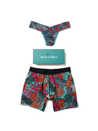 Signature Lace® Low Rise Printed Thong And Saxx Drop Temp Cooling Cotton Boxer Brief Fruity Palm - Aqua