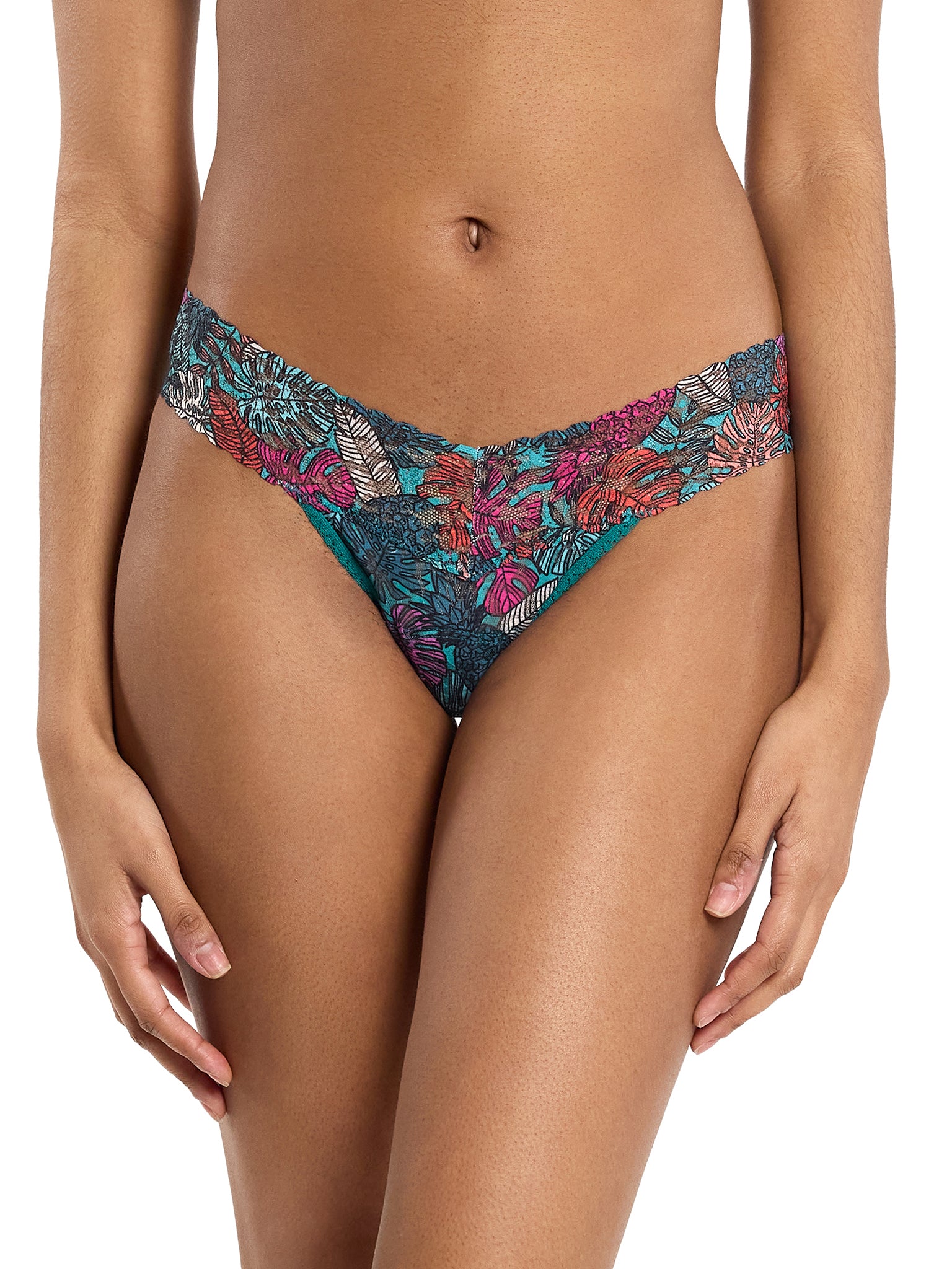 Signature Lace® Low Rise Printed Thong And Saxx Drop Temp Cooling Cotton Boxer Brief Fruity Palm - Aqua