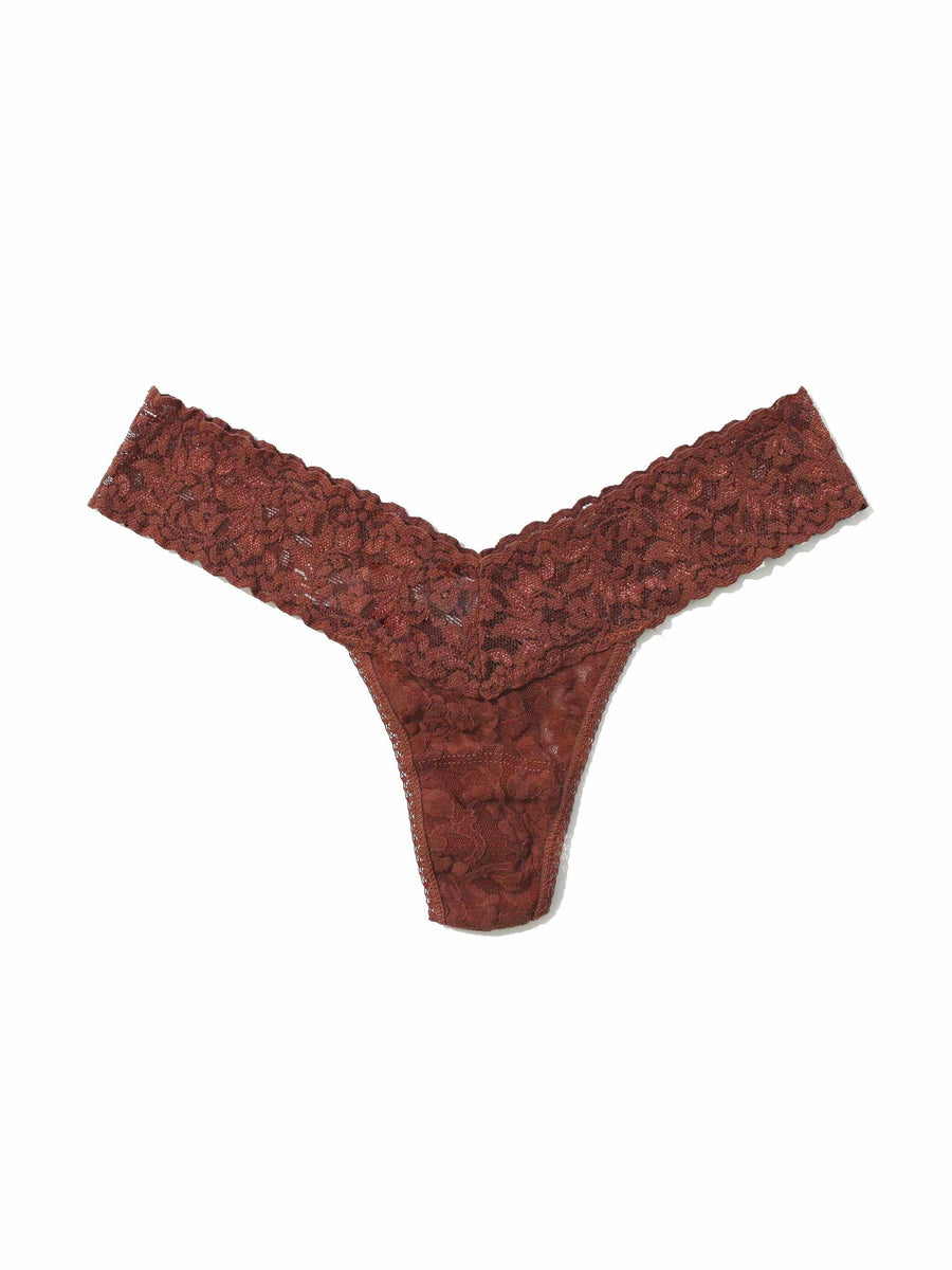 Signature Lace® Low Rise Thong in Allspice - Flat Lay Front View | Hanky Panky