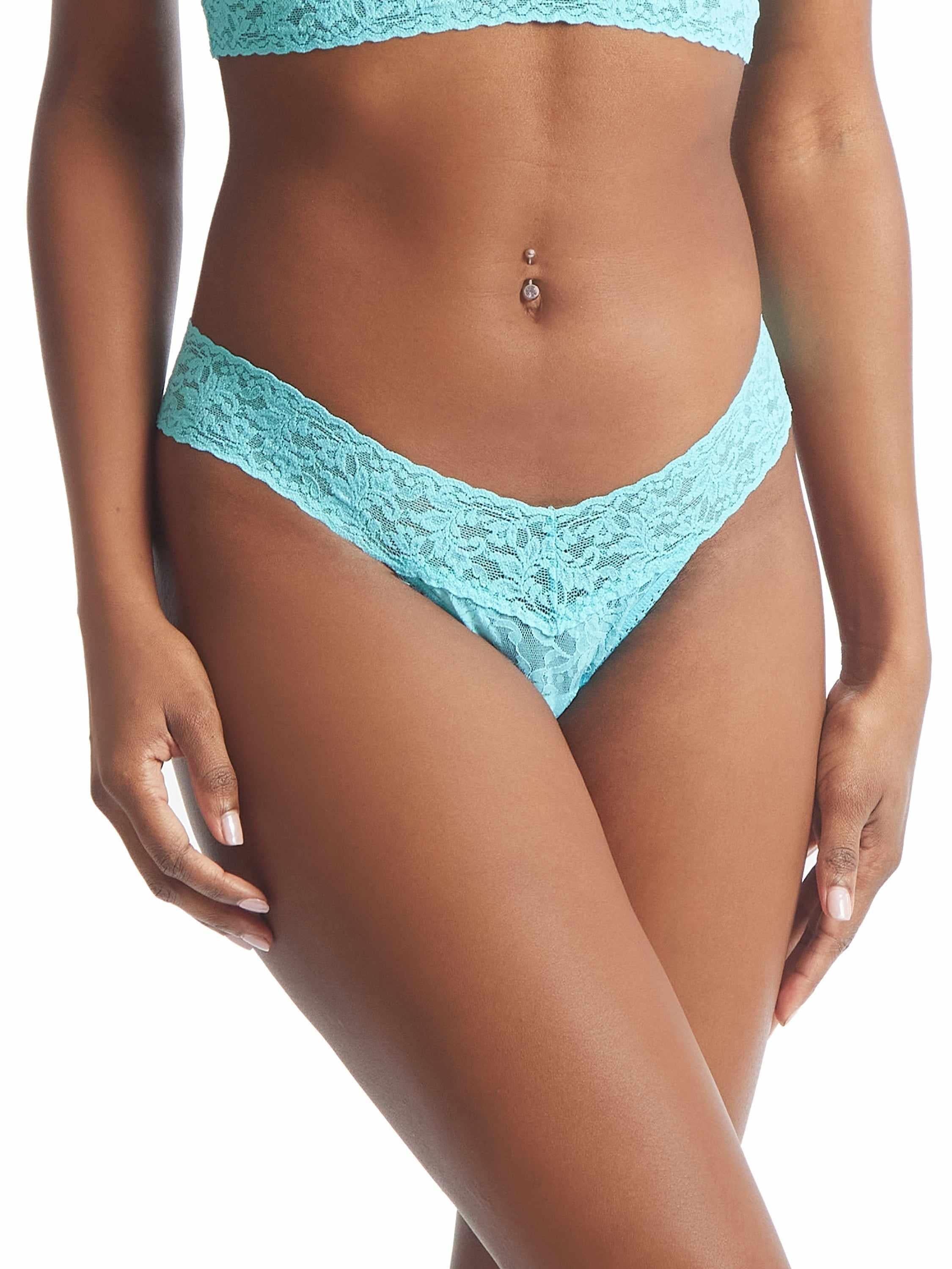 Signature Lace® Low Rise Thong Aquatic Blue