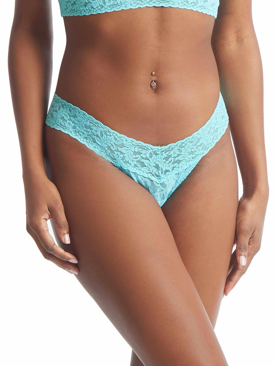Signature Lace® Low Rise Thong Aquatic Blue
