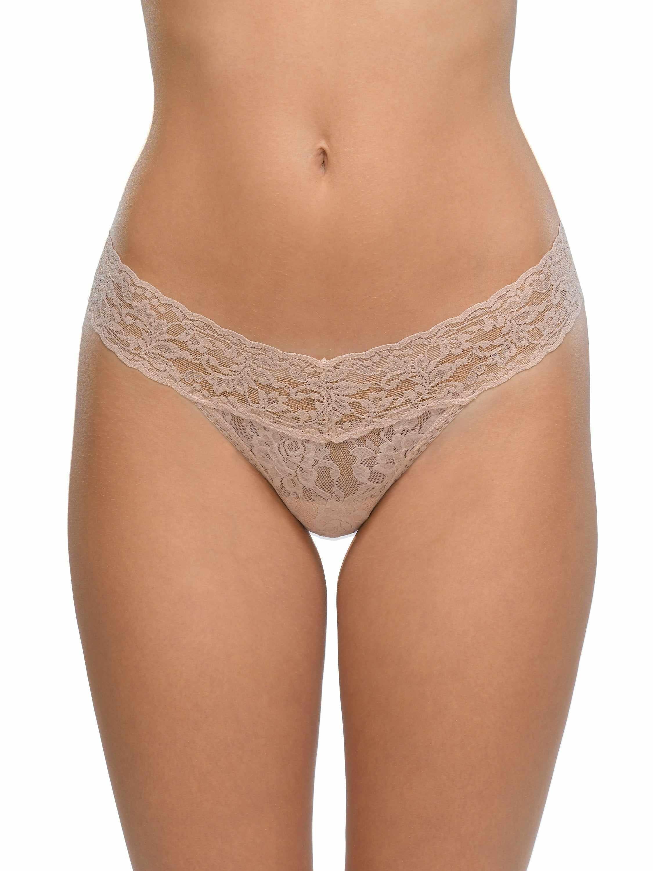 Chai Signature Lace® Low Rise Thong - Front On-Model View, Comfortable Lace Thong | Hanky Panky