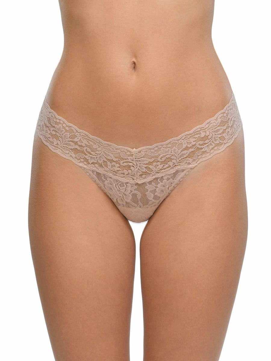 Chai Signature Lace® Low Rise Thong - Front On-Model View, Comfortable Lace Thong | Hanky Panky