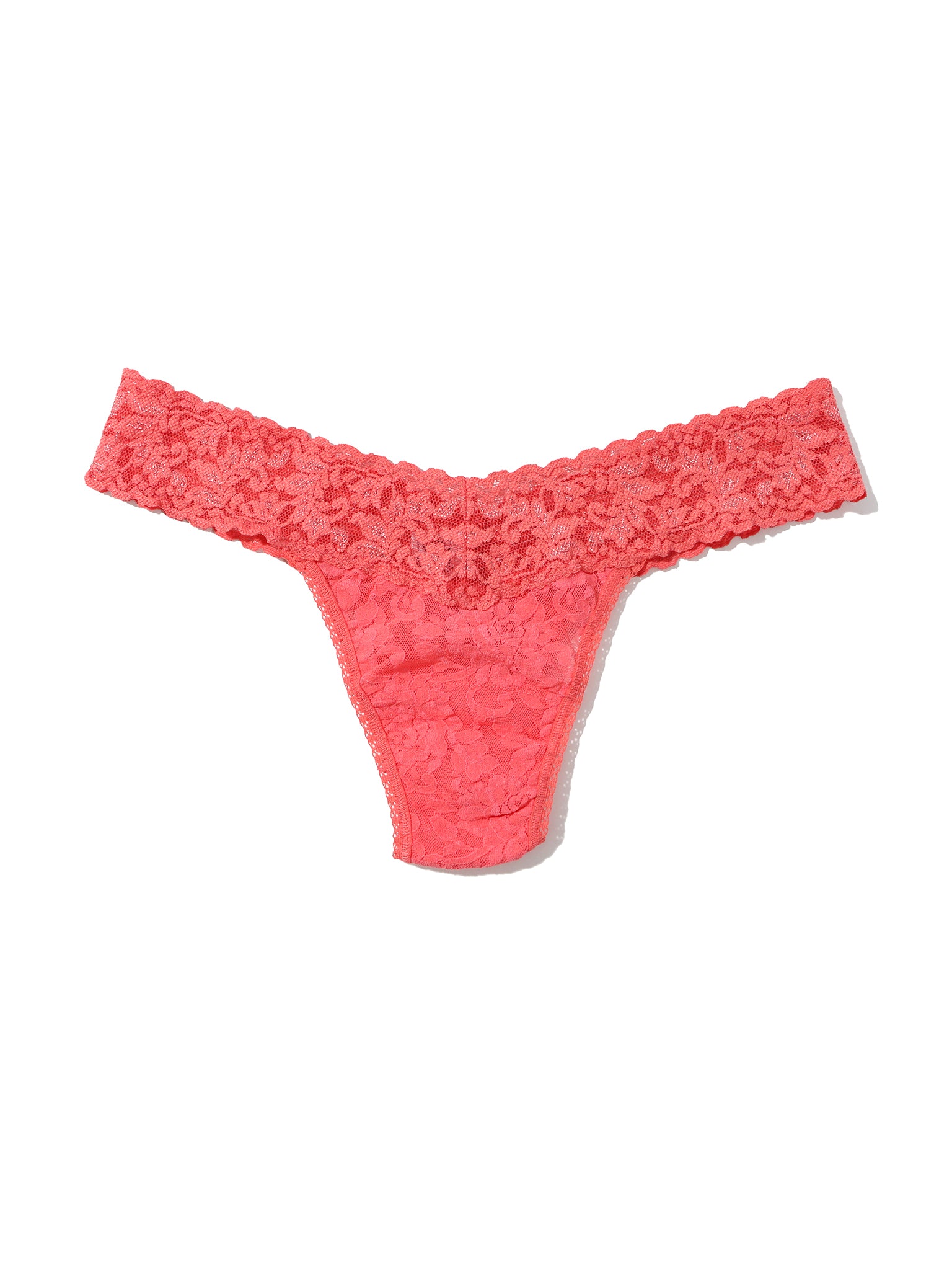 Courageous Coral Signature Lace® Low Rise Thong - Flat Lay Detail | Hanky Panky