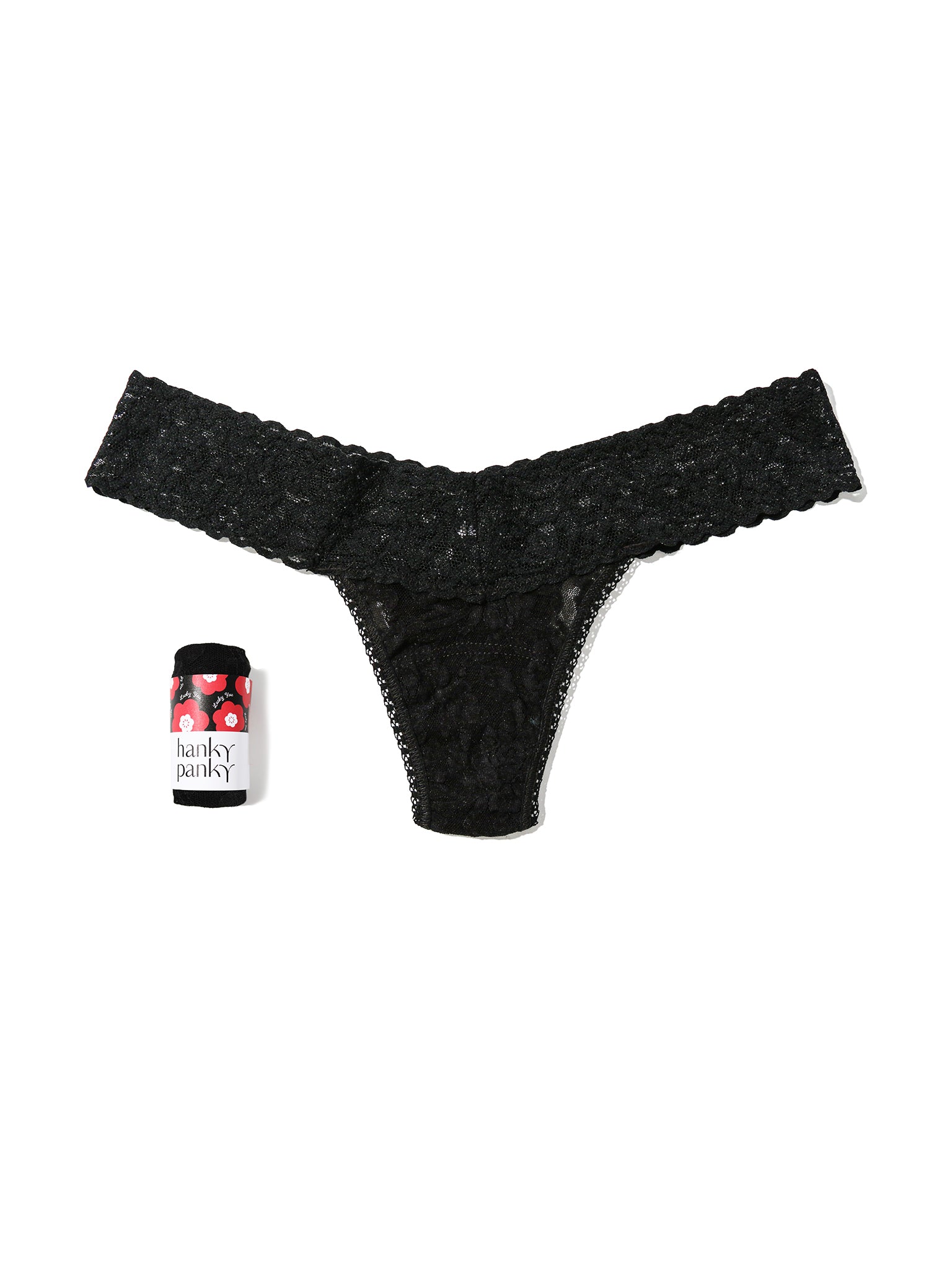 4911® Signature Lace® Low Rise Thong Fortune Cookie Black