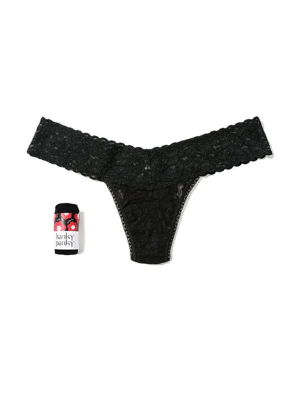 4911® Signature Lace® Low Rise Thong Fortune Cookie Black