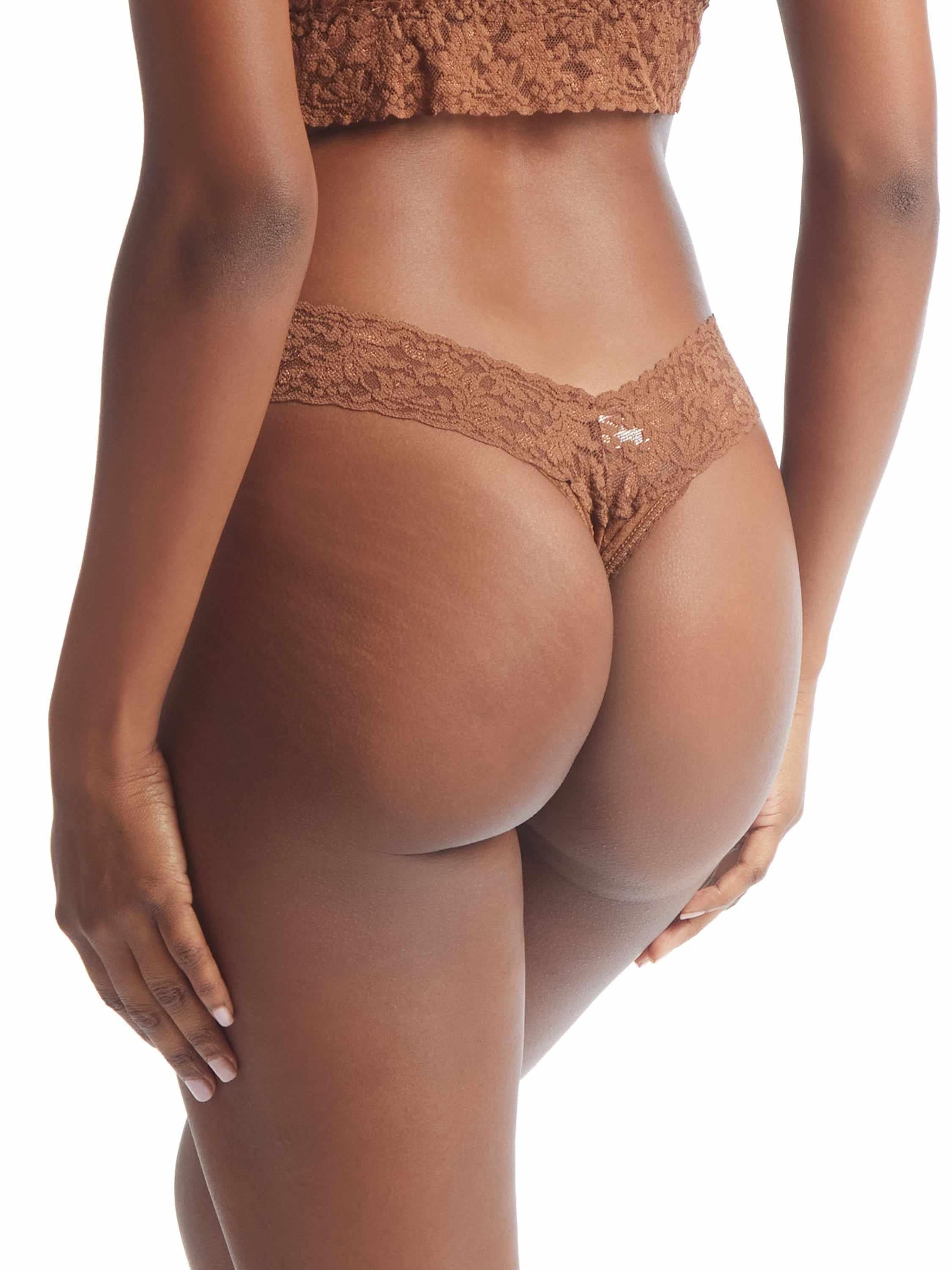 Macchiato Brown Signature Lace® Low Rise Thong - Back On Model, No VPL | Hanky Panky