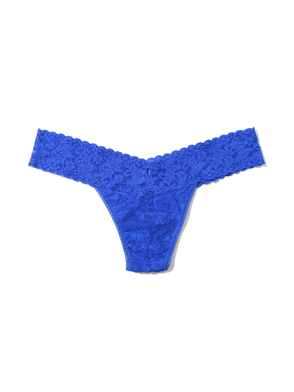 Sapphire Signature Lace® Low Rise Thong - Flat Lay, Floral Lace Detail | Hanky Panky