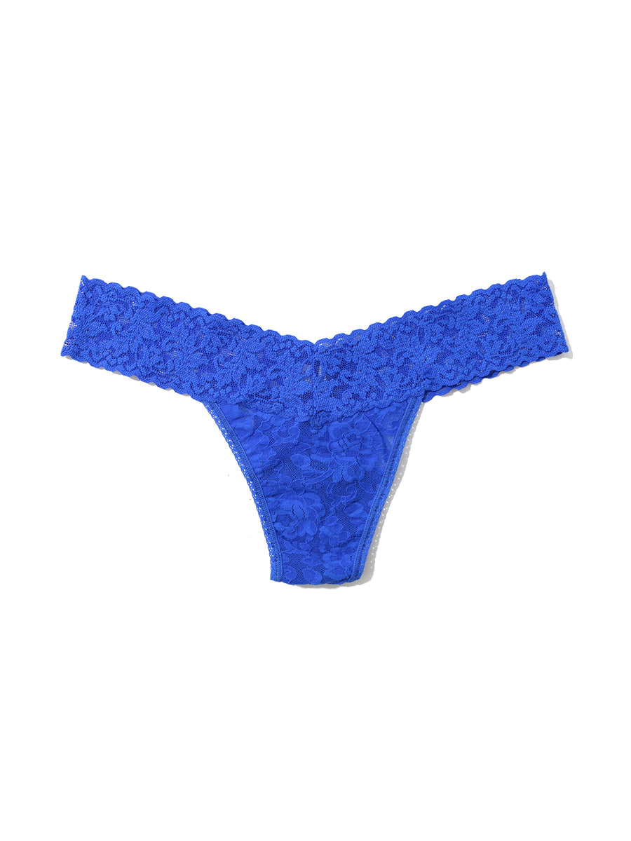 Sapphire Signature Lace® Low Rise Thong - Flat Lay, Floral Lace Detail | Hanky Panky