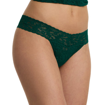 Signature Lace® Low Rise Thong Spruce Green