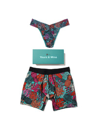 Signature Lace® Original Rise Printed Thong And Saxx Drop Temp Cooling Cotton Boxer Brief Fruity Palm - Aqua