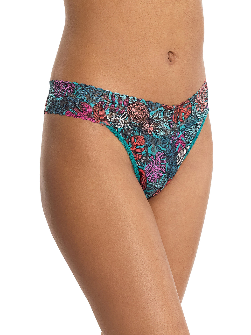 Signature Lace® Original Rise Printed Thong And Saxx Drop Temp Cooling Cotton Boxer Brief Fruity Palm - Aqua