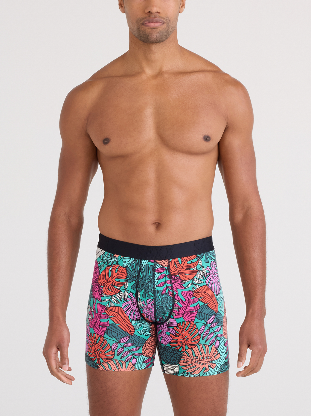 Signature Lace® Original Rise Printed Thong And Saxx Drop Temp Cooling Cotton Boxer Brief Fruity Palm - Aqua
