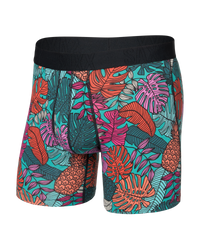 Signature Lace® Original Rise Printed Thong And Saxx Drop Temp Cooling Cotton Boxer Brief Fruity Palm - Aqua