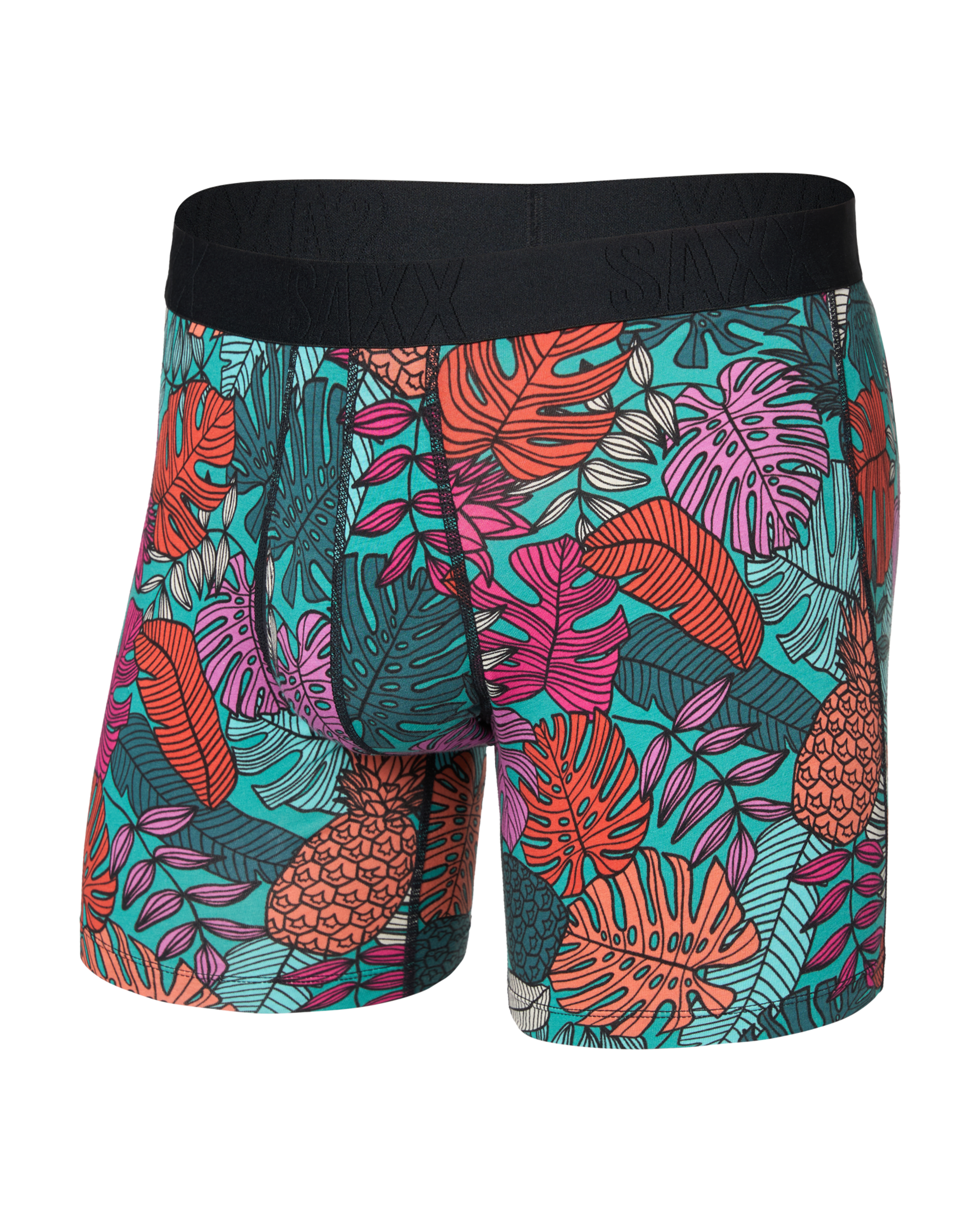 Signature Lace® Original Rise Printed Thong And Saxx Drop Temp Cooling Cotton Boxer Brief Fruity Palm - Aqua