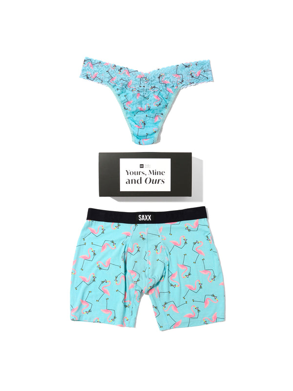 Signature Lace® Original Rise Thong And Saxx Super Soft Vibe Boxer Brief Drinko Flamingo