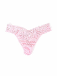 Bliss Pink Signature Lace® Original Rise Thong - Flat Lay, floral lace texture | Hanky Panky