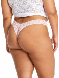 Bliss Pink Signature Lace® Original Rise Thong - Plus Size Back View, lace waistband | Hanky Panky