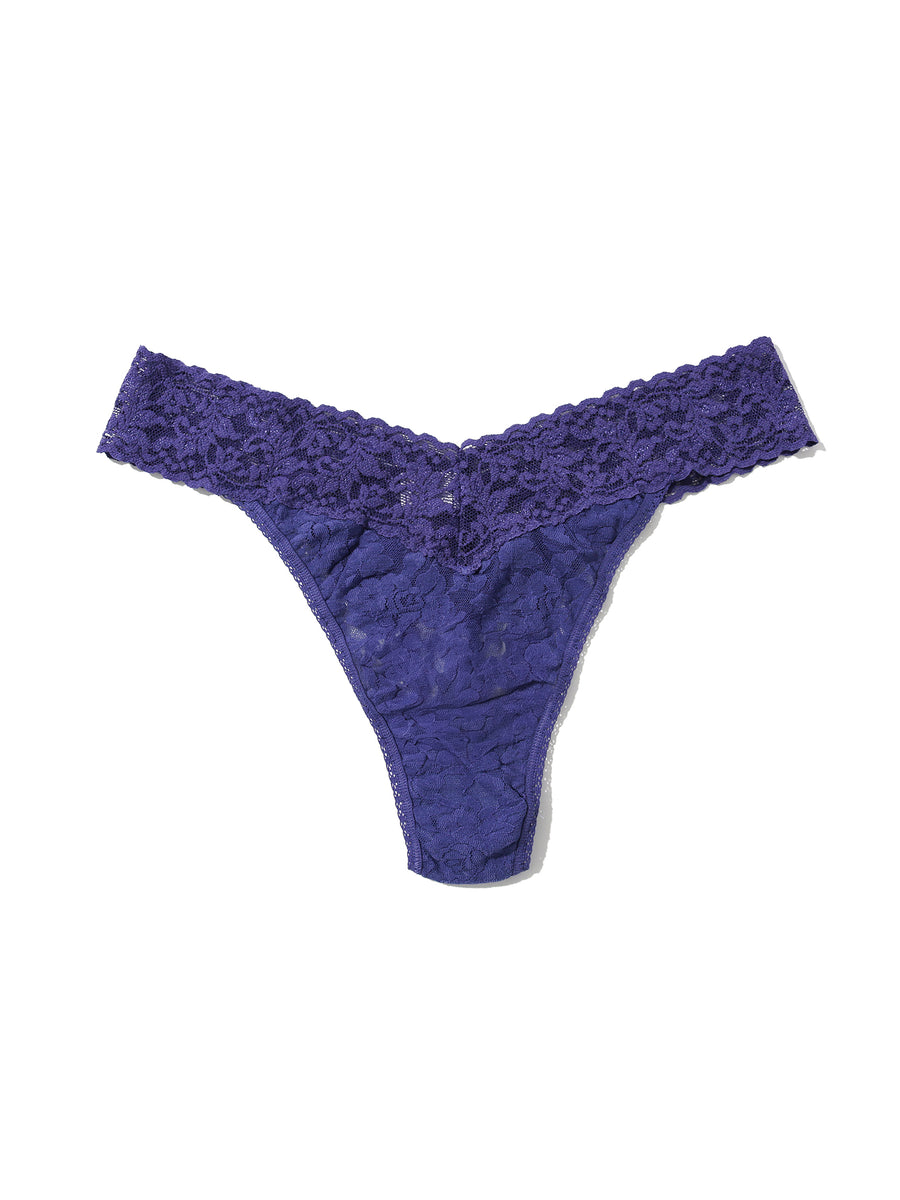 Signature Lace® Original Rise Thong Deep Sleep Blue - Flat Lay Detail | Hanky Panky