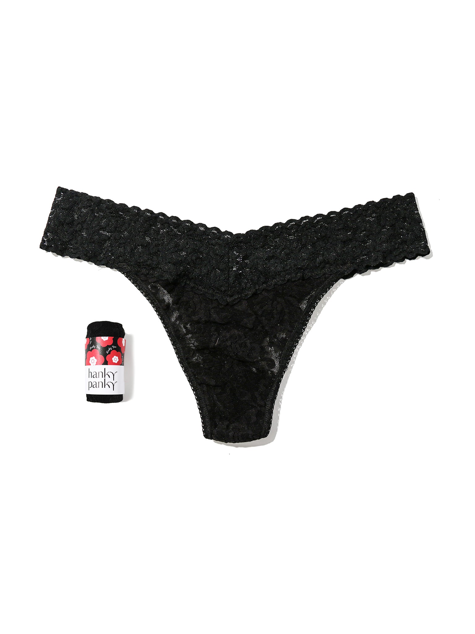 Signature Lace® Original Rise Thong Fortune Cookie Black