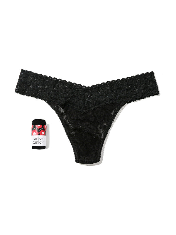 Signature Lace® Original Rise Thong Fortune Cookie Black