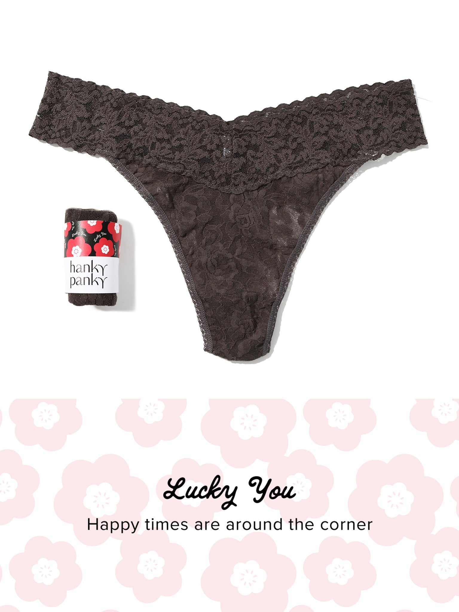 Signature Lace® Original Rise Thong Fortune Cookie Granite