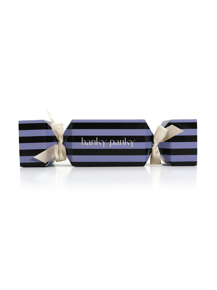 Signature Lace® Original Rise Thong Holiday Cracker - Blue Stripe Gift Box with Satin Bows | Hanky Panky