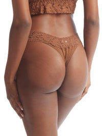 Macchiato Brown Signature Lace® Original Rise Thong - Back On-Model View | Hanky Panky