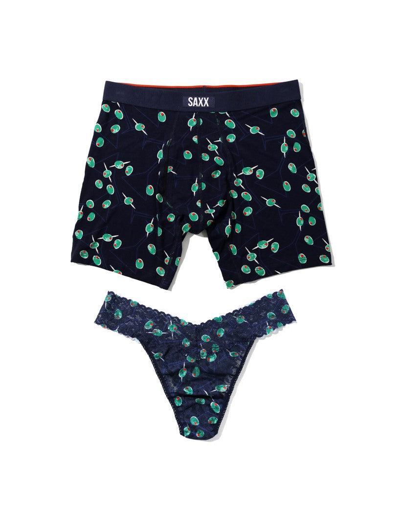 Signature Lace® Original Rise Thong and Saxx Super Soft Vibe Boxer Brief Olive You