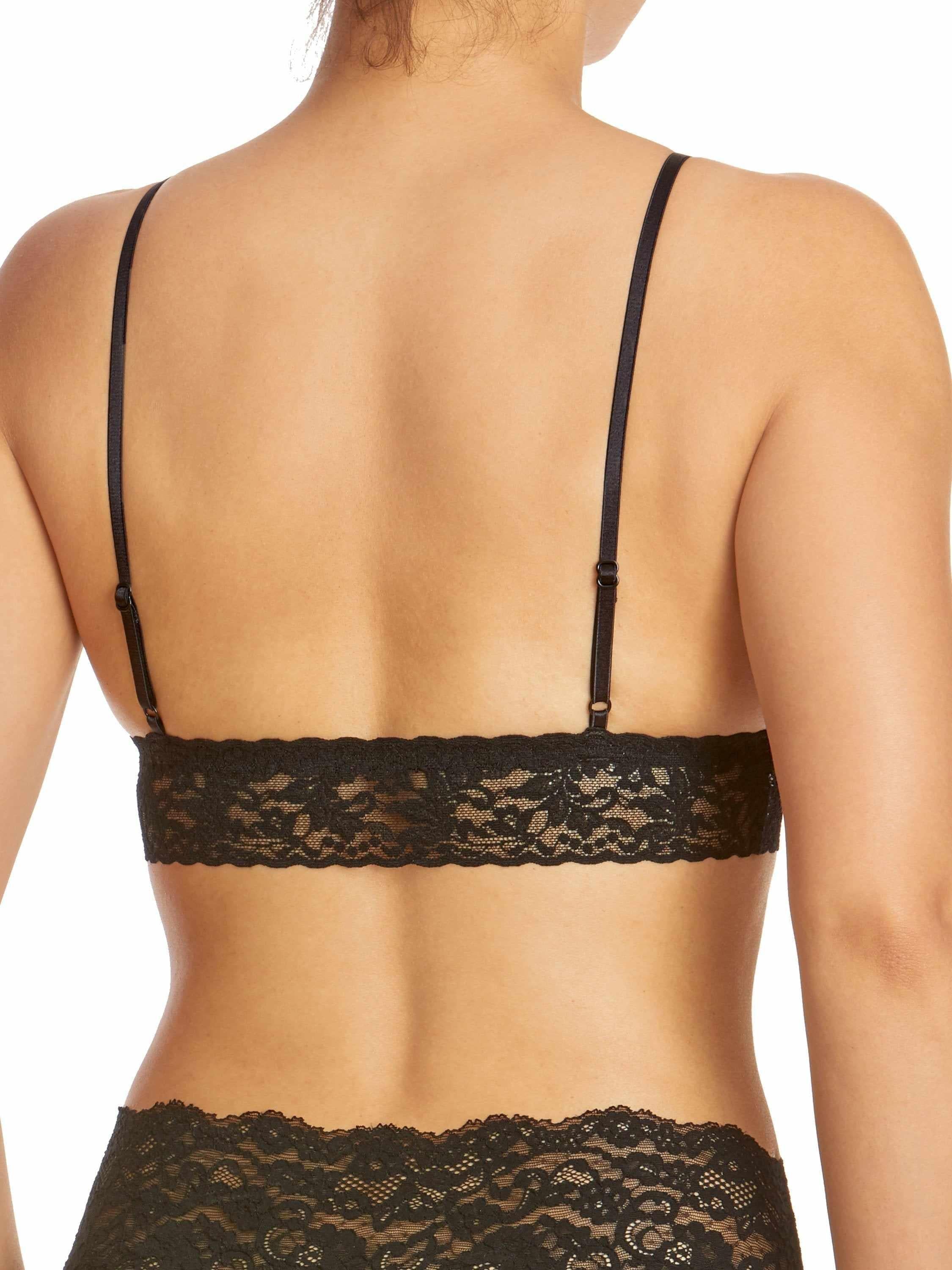 Black Signature Lace® padded bralette showing adjustable straps and lace band - Back View | Hanky Panky
