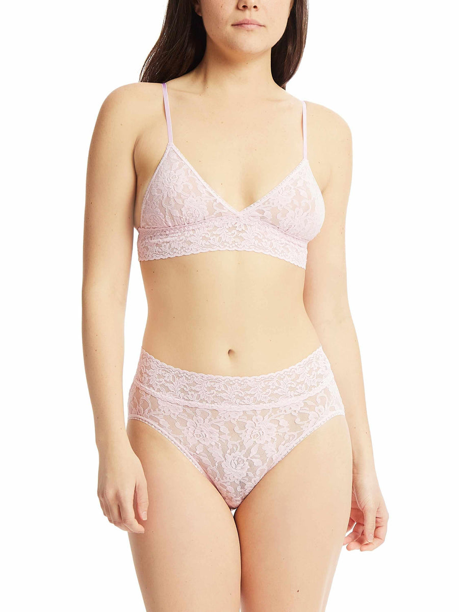Bliss Pink Signature Lace® Padded Triangle Bralette - Front On-Model with Matching Set | Hanky Panky